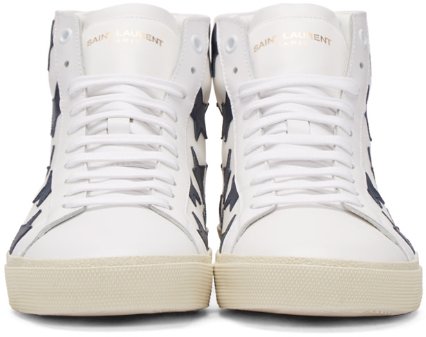 Saint Laurent - White Stars Court Classic High-Top Sneakers