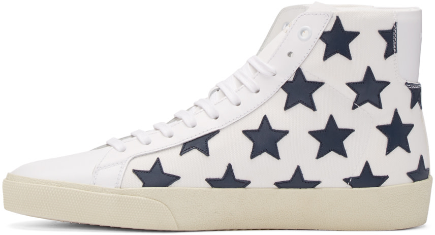 Saint Laurent - White Stars Court Classic High-Top Sneakers