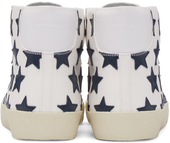 Saint Laurent - White Stars Court Classic High-Top Sneakers