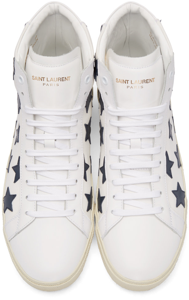 Saint Laurent - White Stars Court Classic High-Top Sneakers