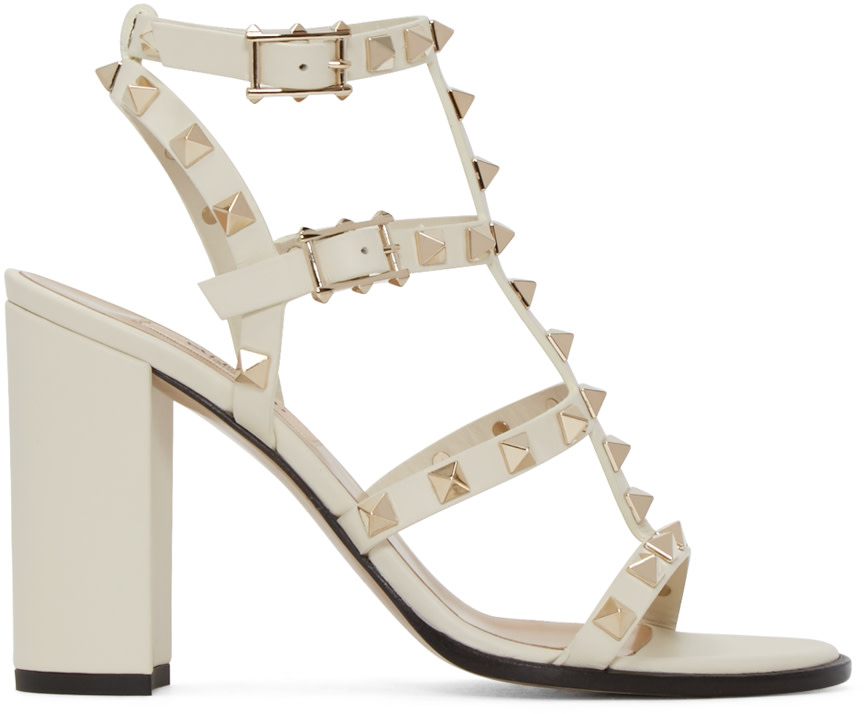 Valentino: Ivory Multi-Strap Sandals | SSENSE