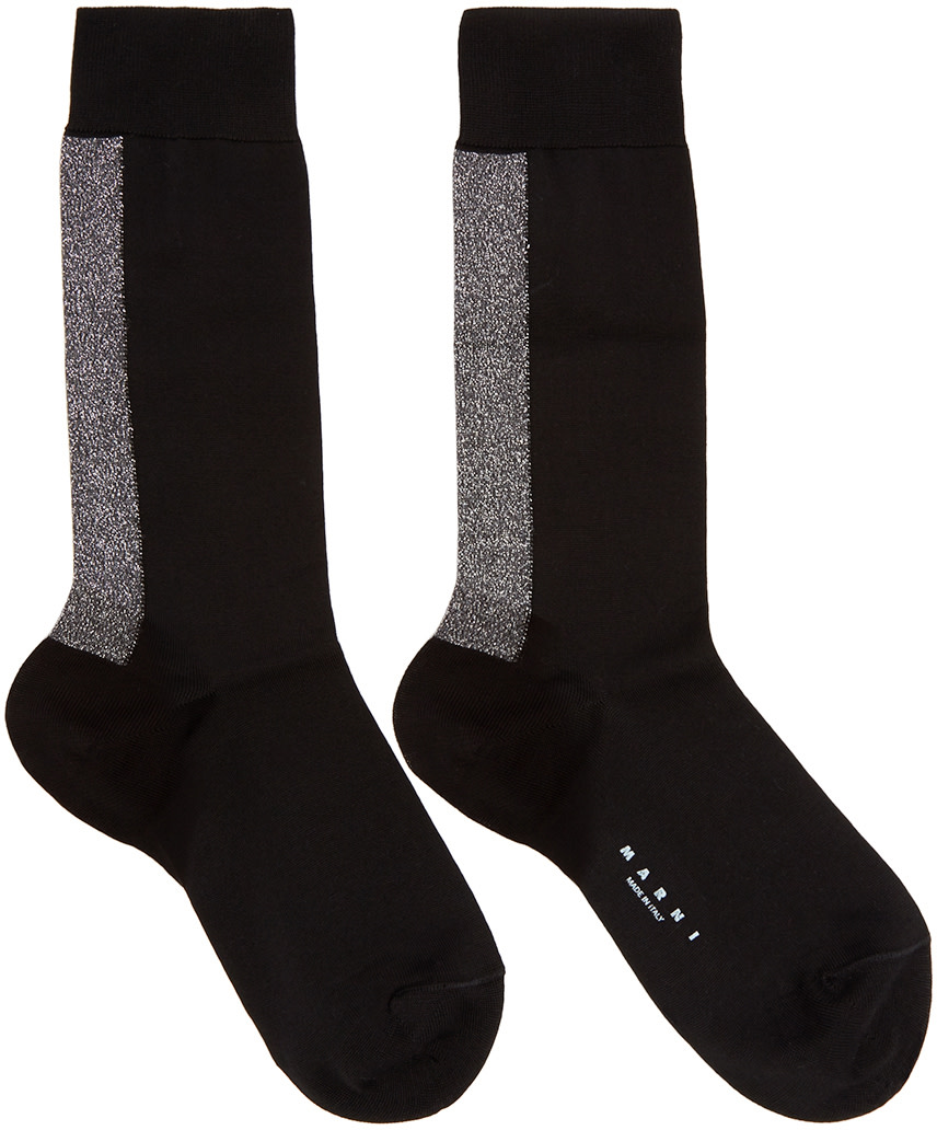 Marni: Black Metalic Stripe Socks | SSENSE