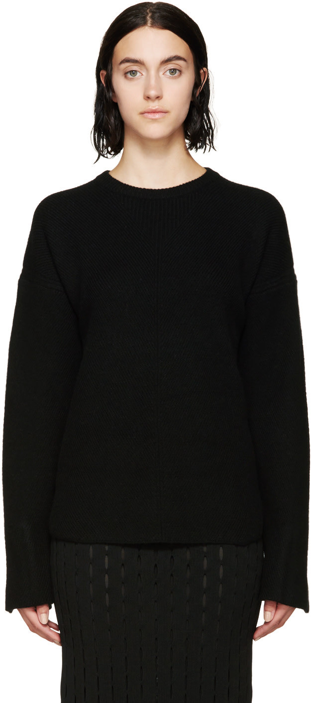 Alexander Wang: Black Shirt-Tail Hem Sweater | SSENSE