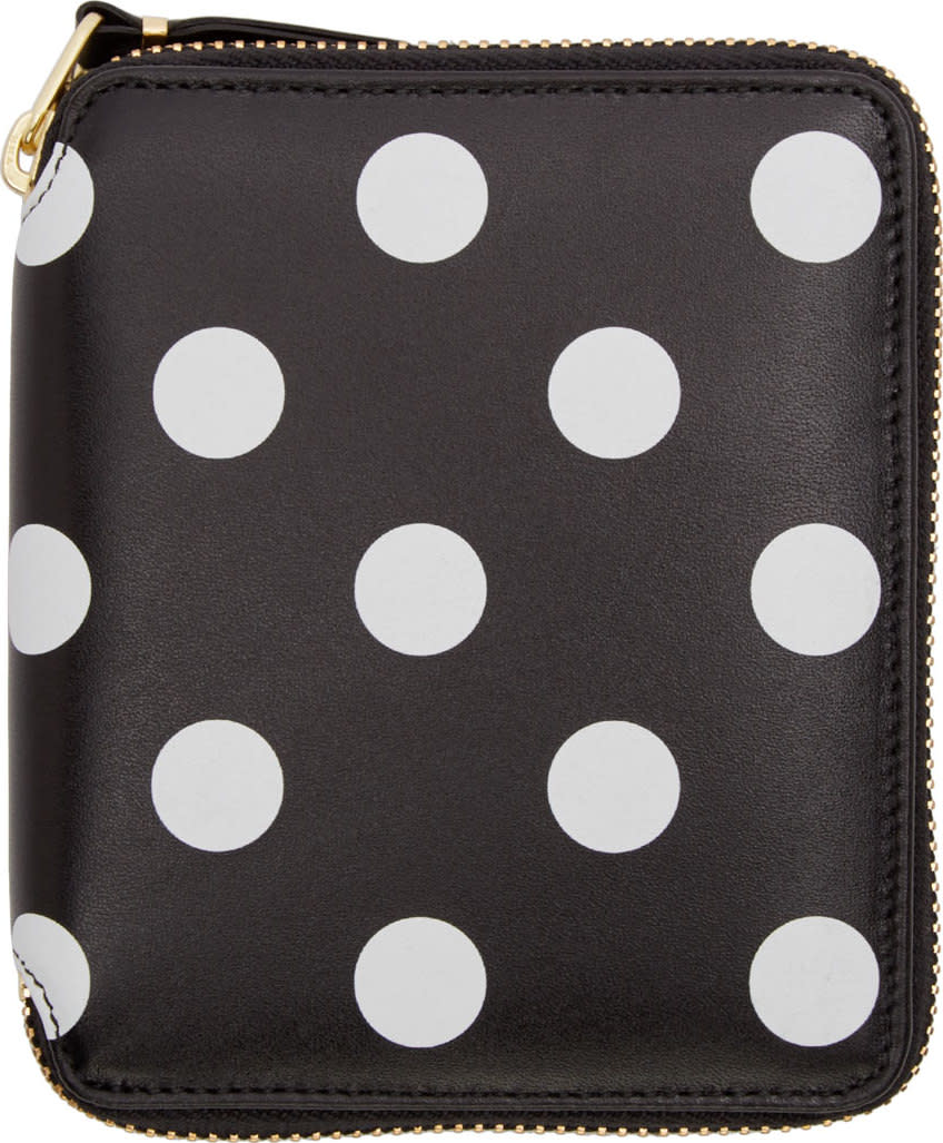 Comme des Garçons Wallets: Black & White Polka Dot Square Wallet | SSENSE