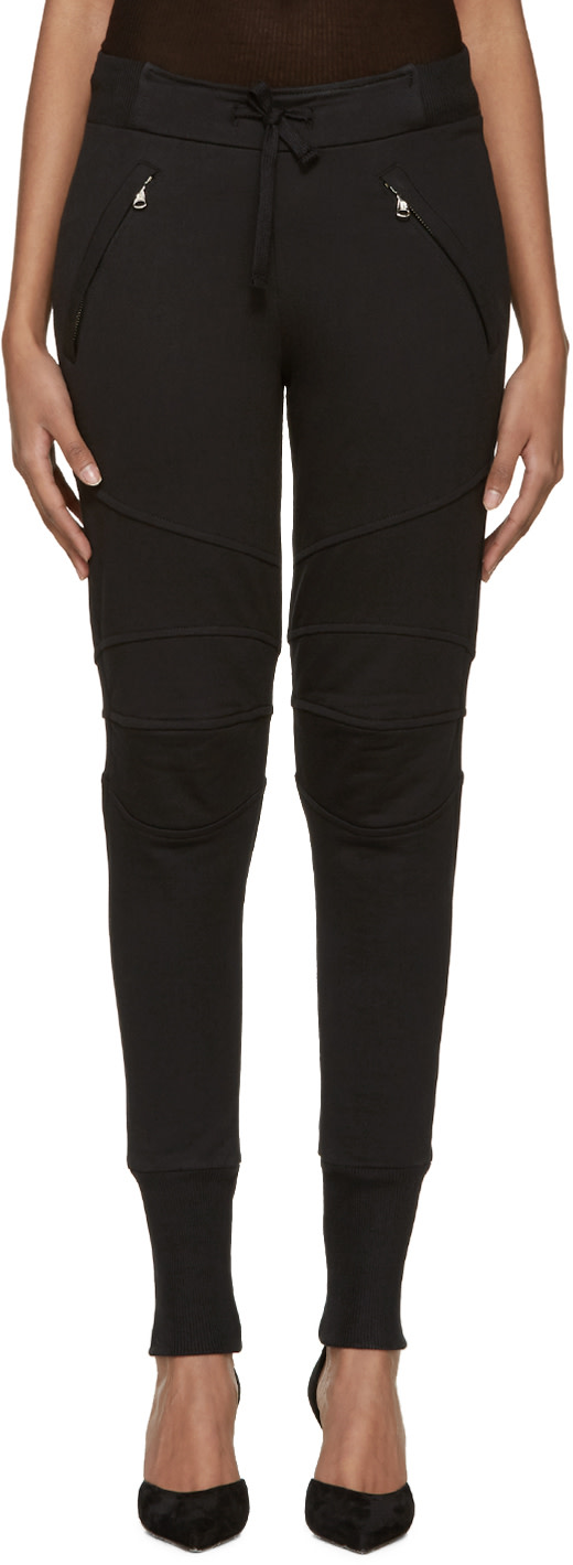 Pierre Balmain: Black Biker Lounge Pants | SSENSE