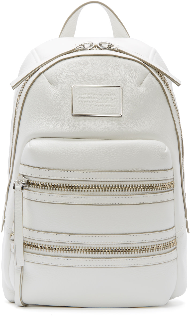 Marc by Marc Jacobs: Ivory Leather Domo Biker Backpack | SSENSE