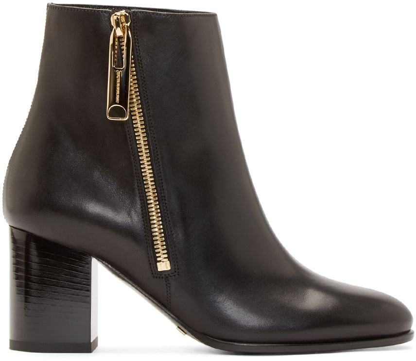 Burberry London Black Leather Ankle Boots