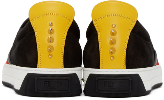 Fendi - Red & Black Monster Slip-On Sneakers