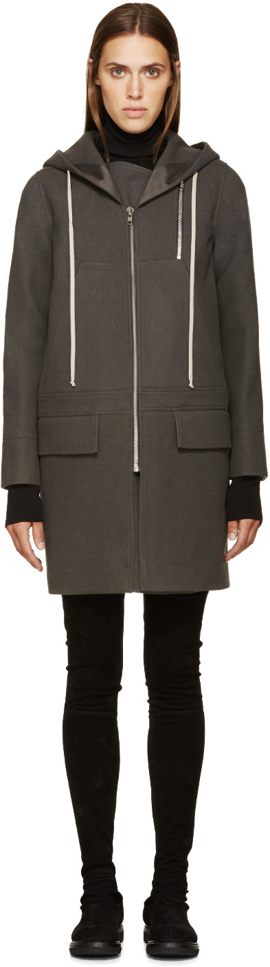 Rick Owens: Grey Wool New Combo Coat | SSENSE