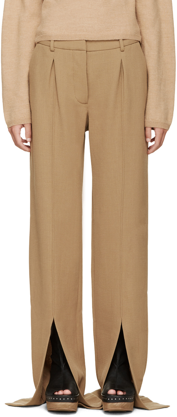 Off White Tan Wool Vented Trousers