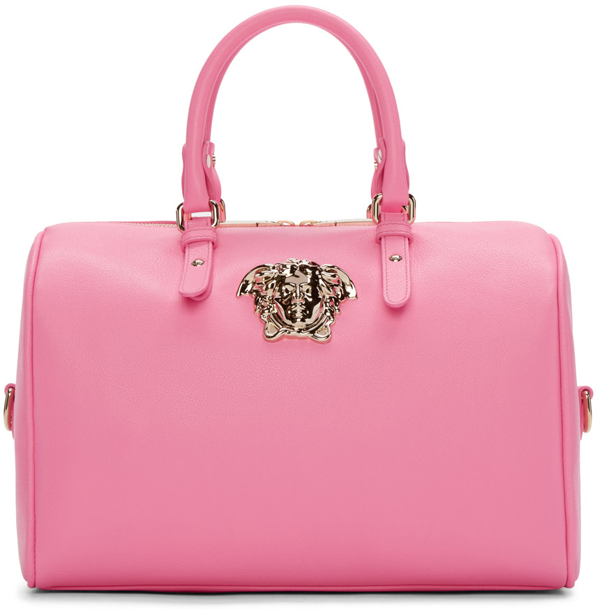 Versace Pink Leather Medusa Head Duffle Bag