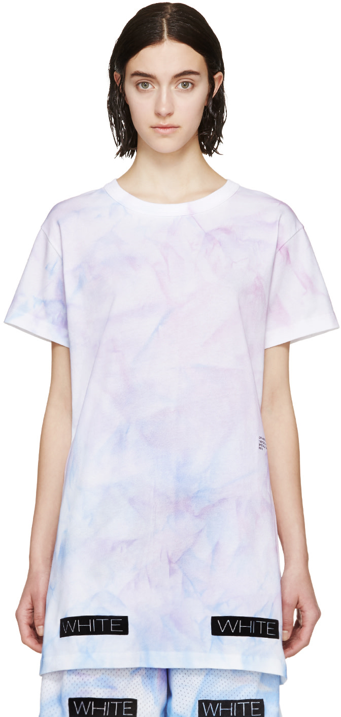 Off-White: SSENSE Exclusive Pink & Purple Tie-Dye T-Shirt | SSENSE