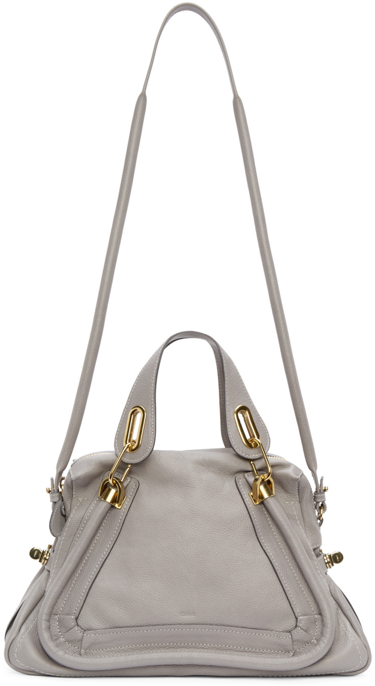 Chlo: Grey Calfskin Medium Paraty Bag | SSENSE  