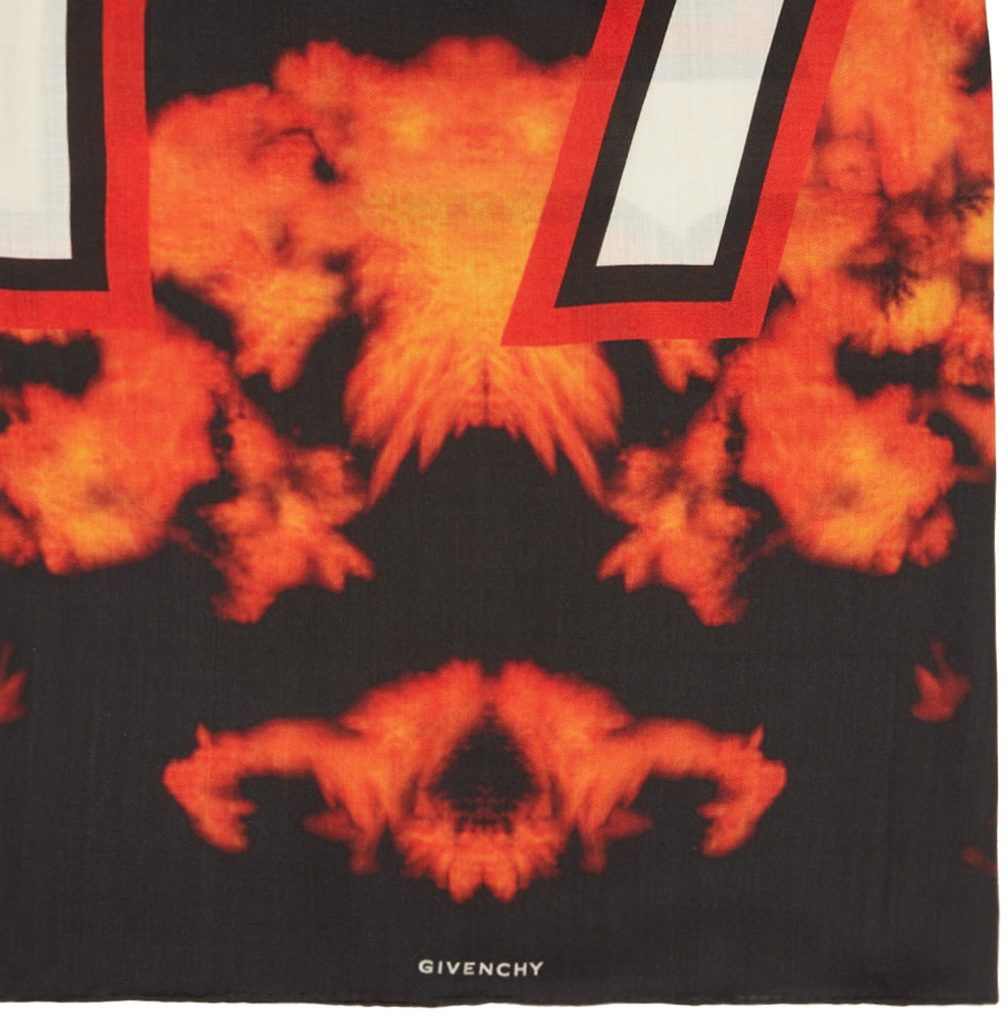 Givenchy Black & Red Flame 17 Print Scarf