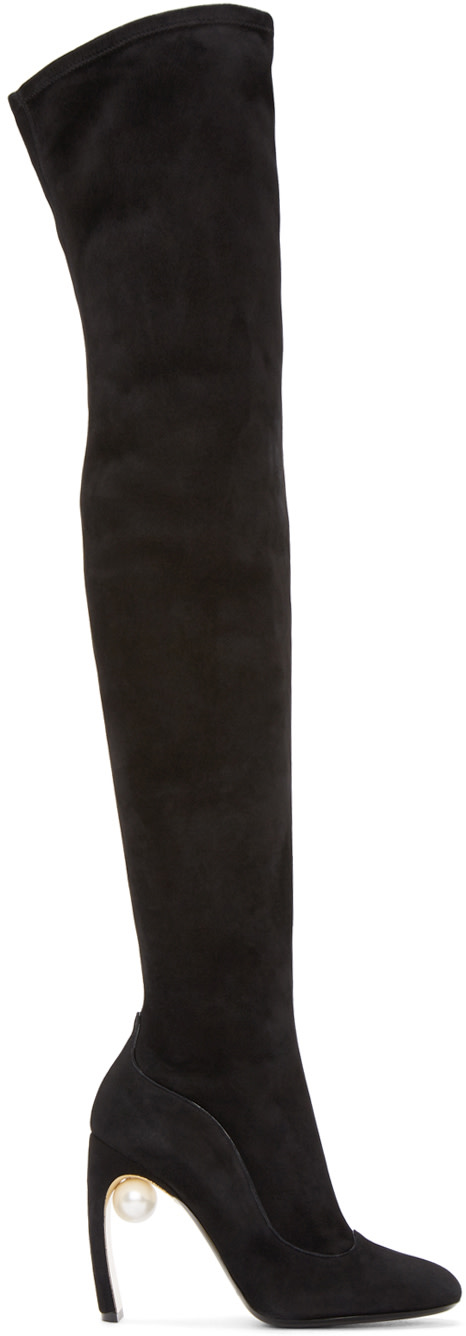 Nicholas Kirkwood Black Suede Maeva Pearl Boots