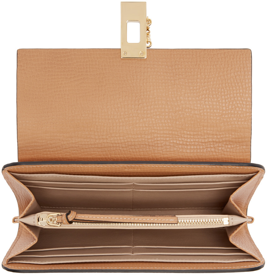 Chlo: Yellow \u0026amp; Tan Long Flap Drew Wallet | SSENSE