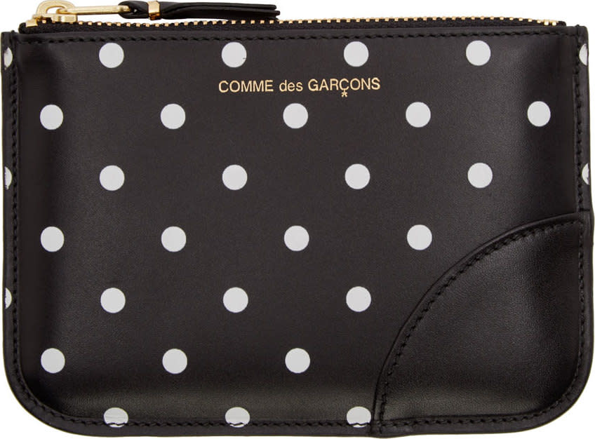 Comme des Garçons Wallets: Black & White Dot Print Coin Pouch | SSENSE