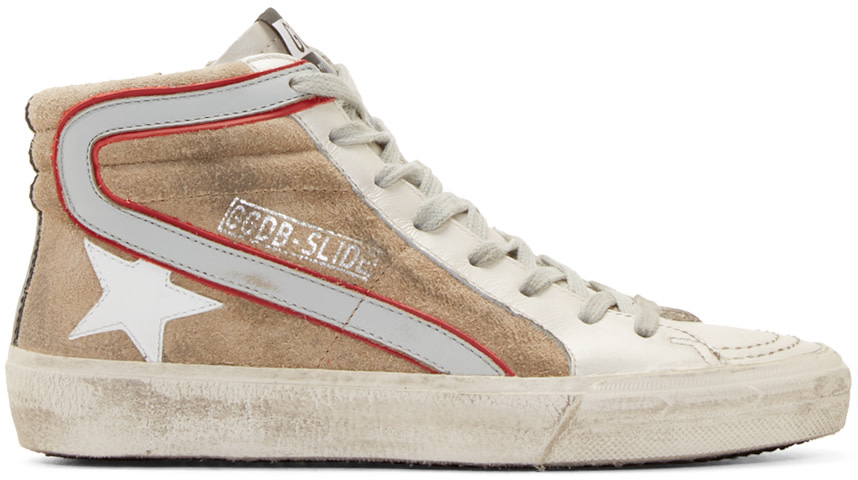 Golden Goose: Beige Slide High-Top Sneakers | SSENSE