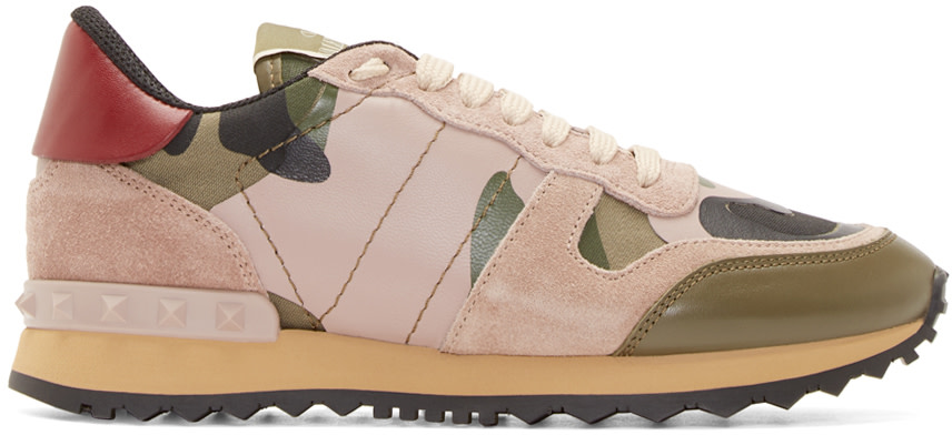 Valentino: Pink Camo Rockstud Sneakers | SSENSE