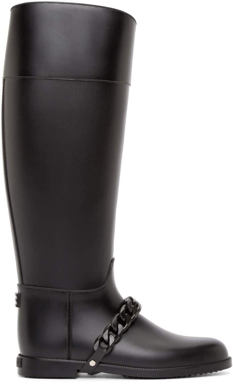 Givenchy: Black Chain Eva Rain Boots | SSENSE