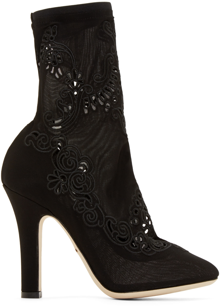 Dolce & Gabbana: Black Lace Sock Boots | SSENSE