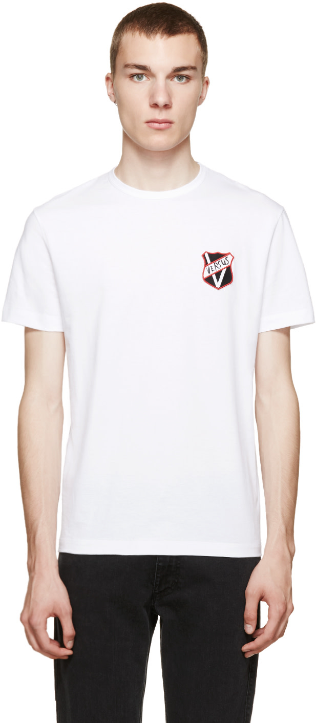 Versus: White Logo Patch T-Shirt | SSENSE