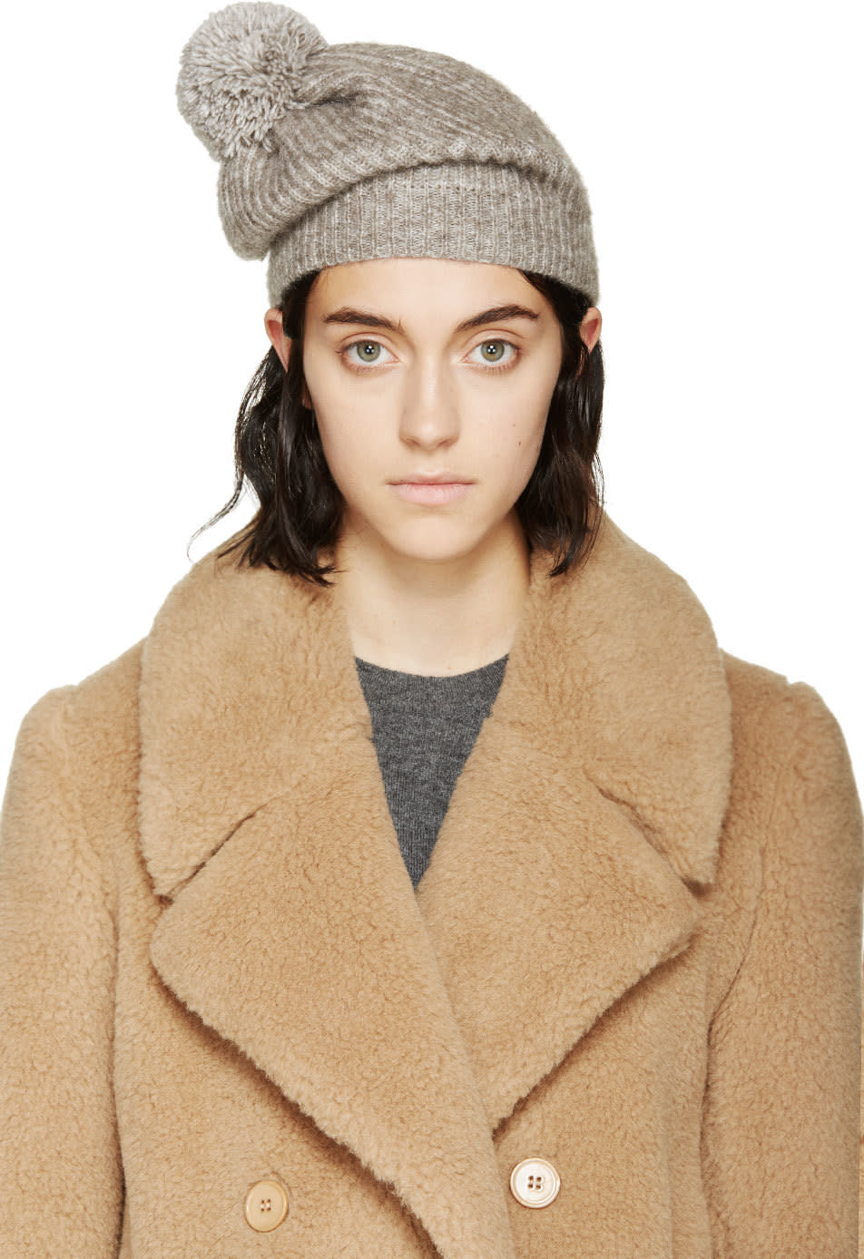 Stella McCartney: Marled Grey Pom-Pom Beanie | SSENSE