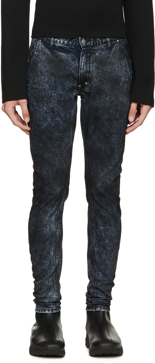 Diet Butcher Slim Skin: Blue & Black Mottled Jeans | SSENSE