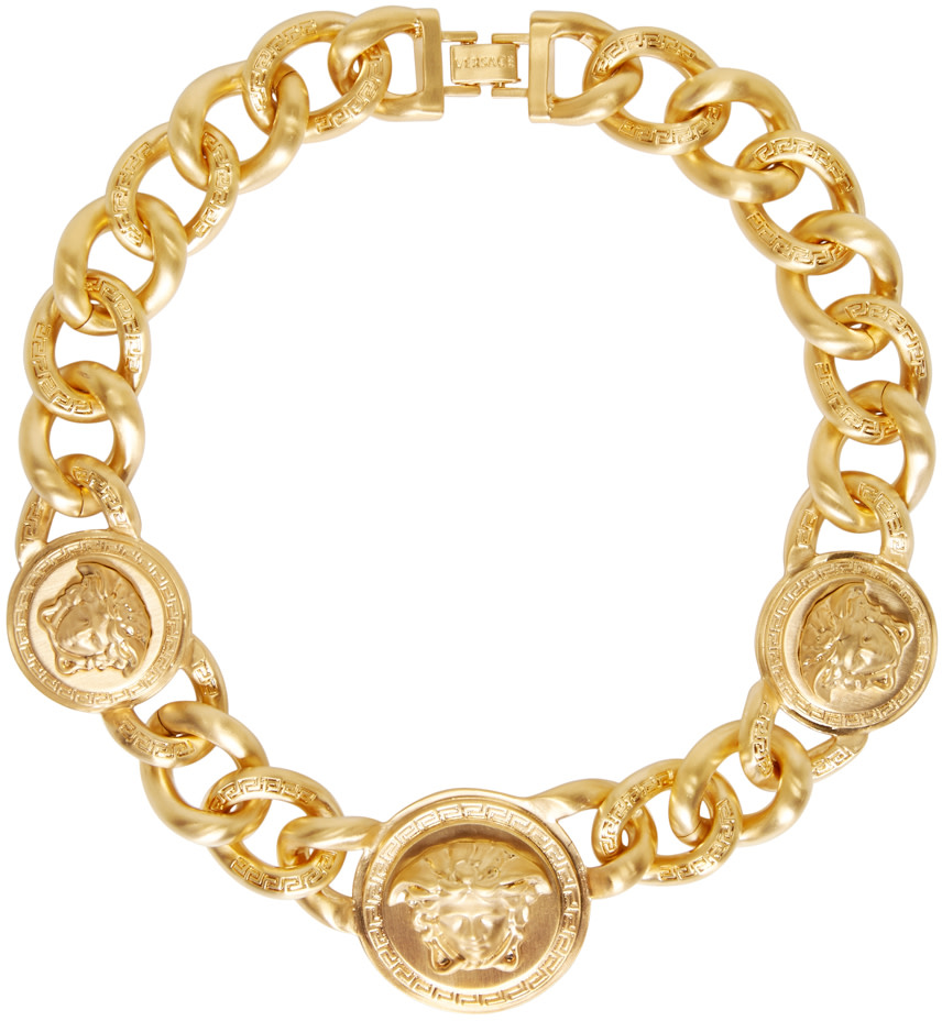 Versace: Gold Medusa Medallions Necklace | SSENSE