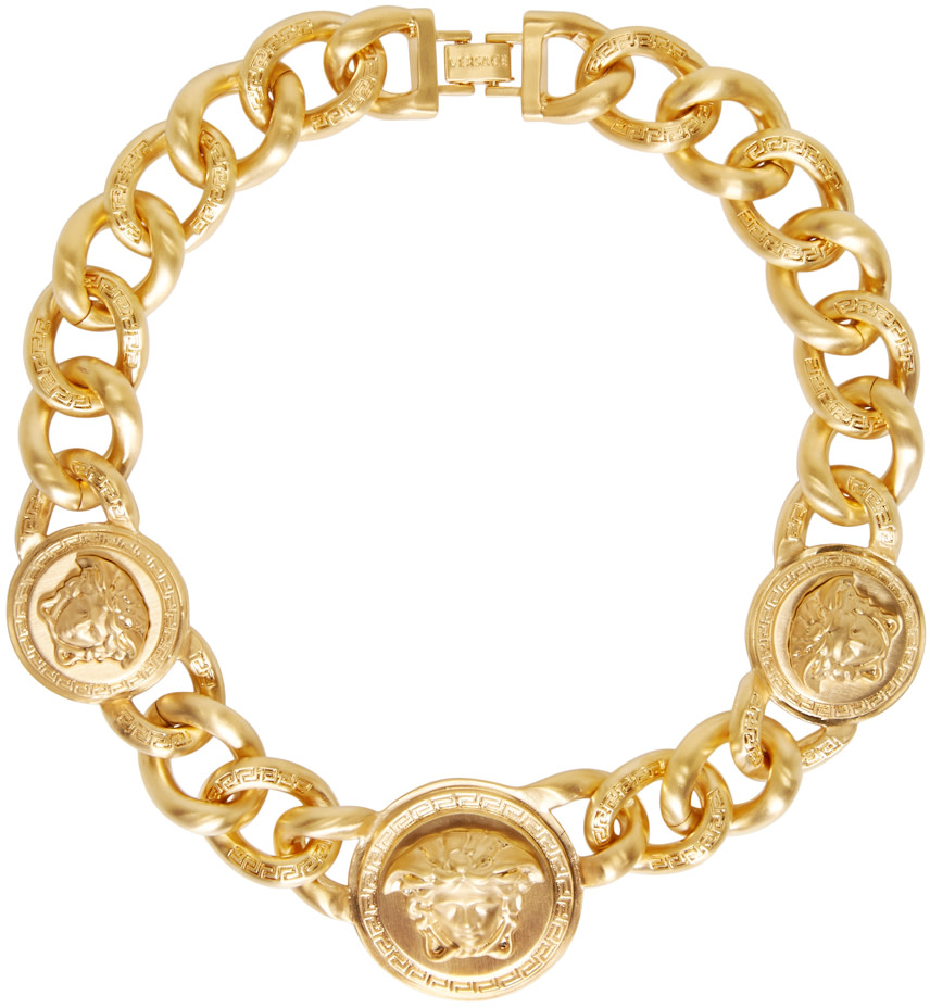 Versace Gold Medusa Medallions Necklace SSENSE