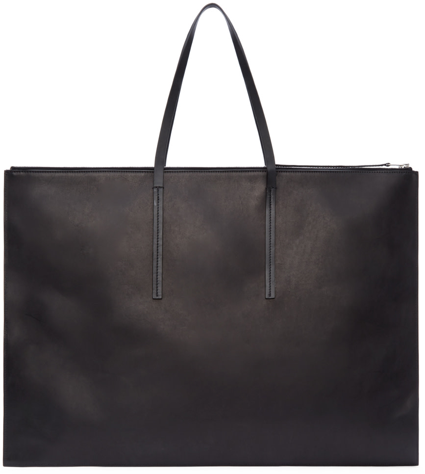 Rick Owens: Black Leather Portfolio Bag | SSENSE