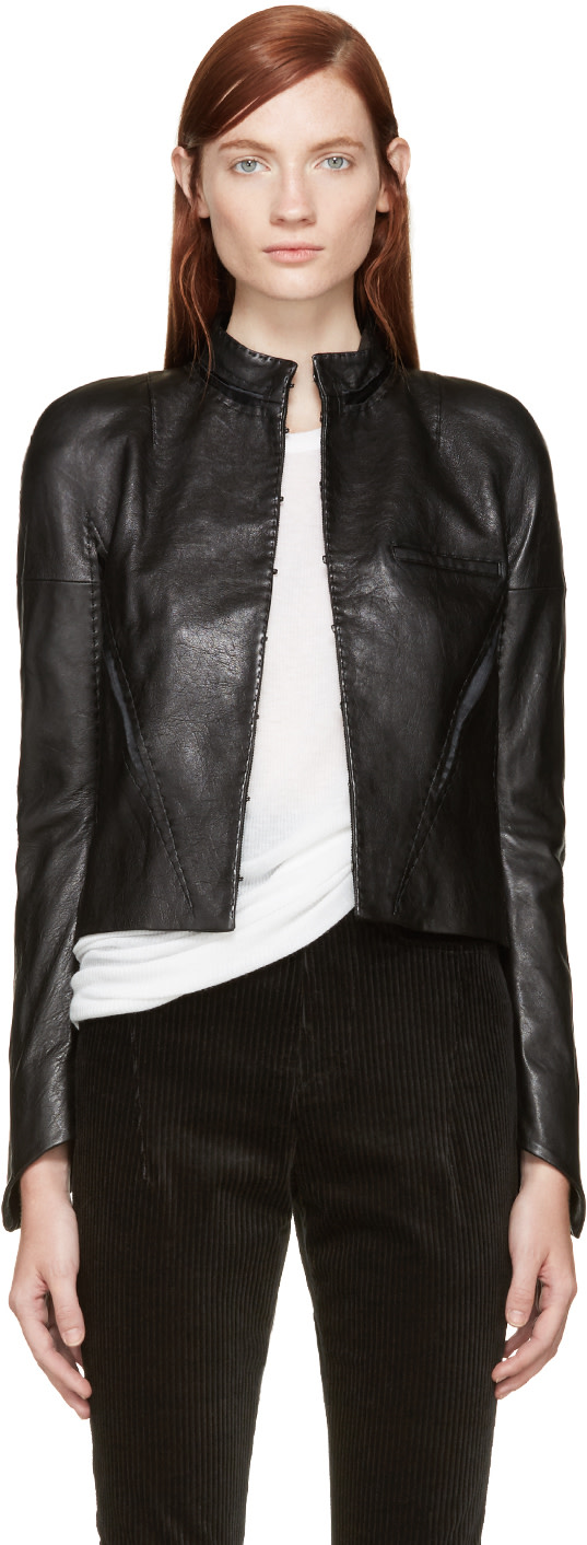 Haider Ackermann: Black Panelled Leather Jacket | SSENSE