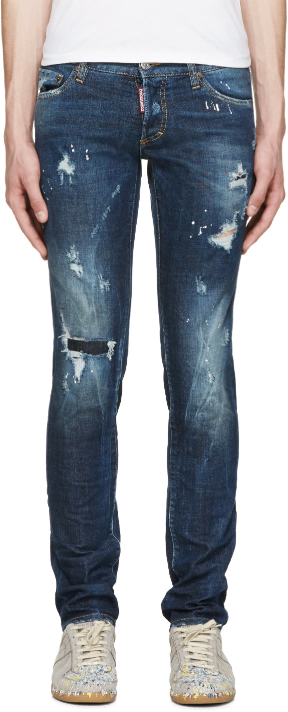 Dsquared2: Indigo Distressed Oh Stop Jeans | SSENSE