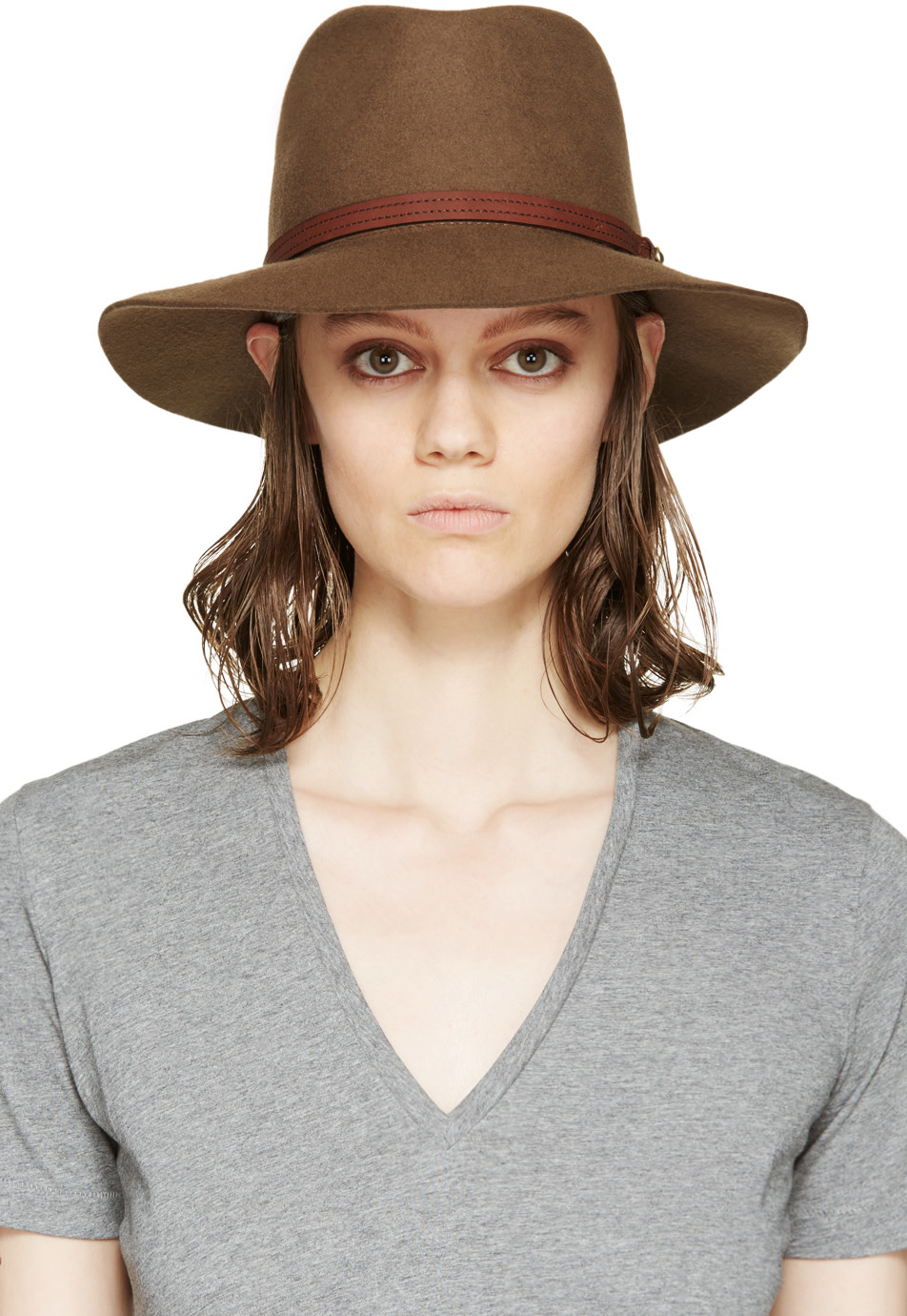 Rag & Bone: Brown Wide Brim Wool Fedora | SSENSE