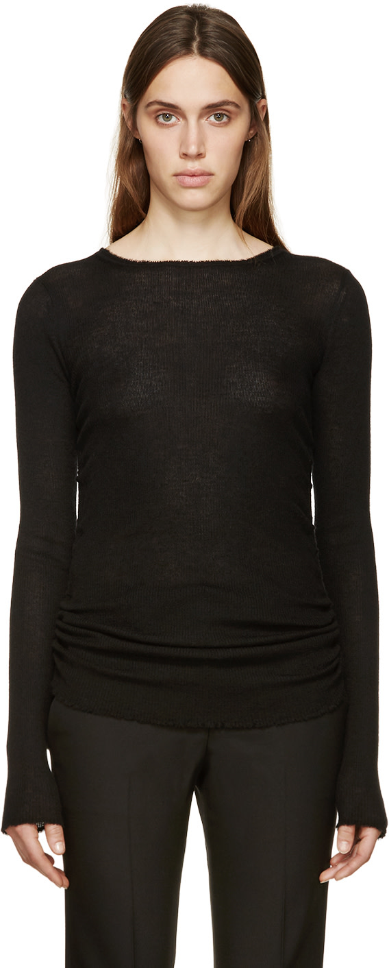Click to view more detailed imagery on our partner's website Helmut Lang Black Ribbed Cashmere Pullover In 001 Black