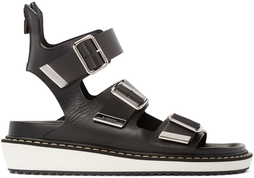 Givenchy: Black Multi-Strap Sandals | SSENSE