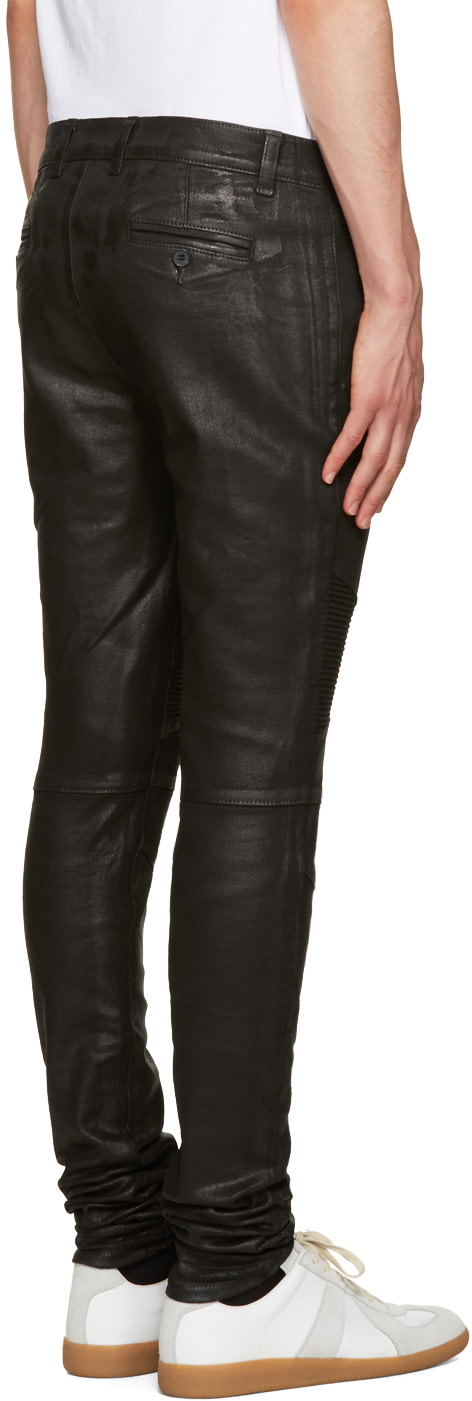 BALMAIN Black Coated Super Skinny Jeans | ModeSens