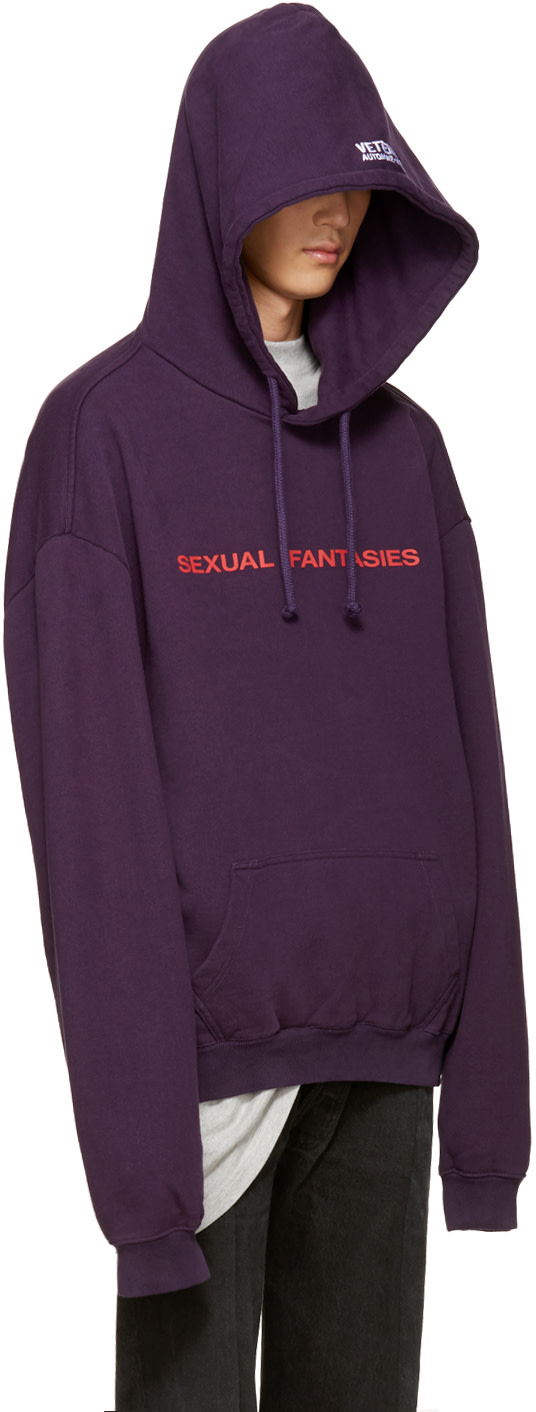 Vetements Mens Purple Sexual Fantasies Hoodie