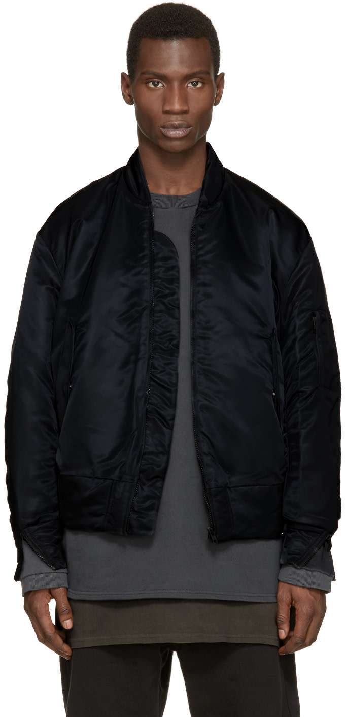 YEEZY Season 1: Black Nylon Bomber Jacket | SSENSE