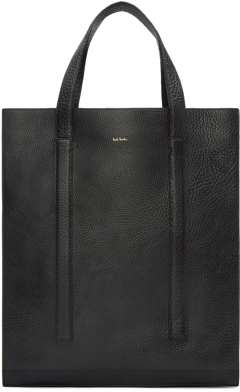 Paul Smith: Black Grained Leather Tote | SSENSE