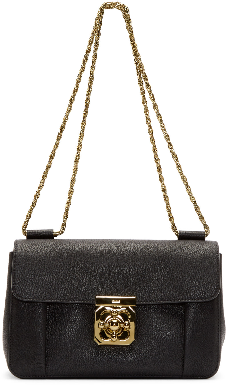 Chloé: Black Leather Medium Elsie Bag | SSENSE