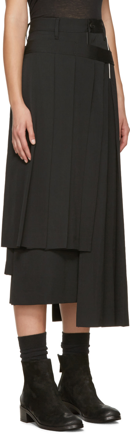 YOHJI YAMAMOTO Black Pleated Wrap Skirt | ModeSens