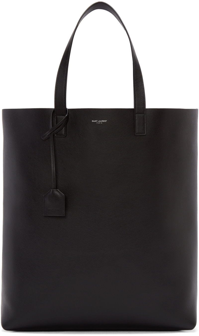 Saint Laurent: Black Leather Tote Bag | SSENSE