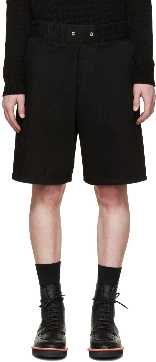 Givenchy: Black Distressed Denim Shorts | SSENSE