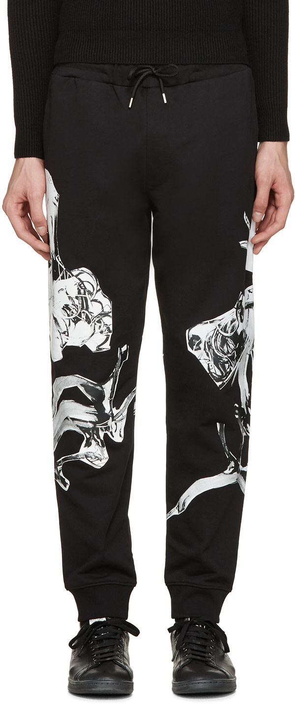 McQ Alexander Mcqueen: Black Graphic Print Lounge Pants | SSENSE