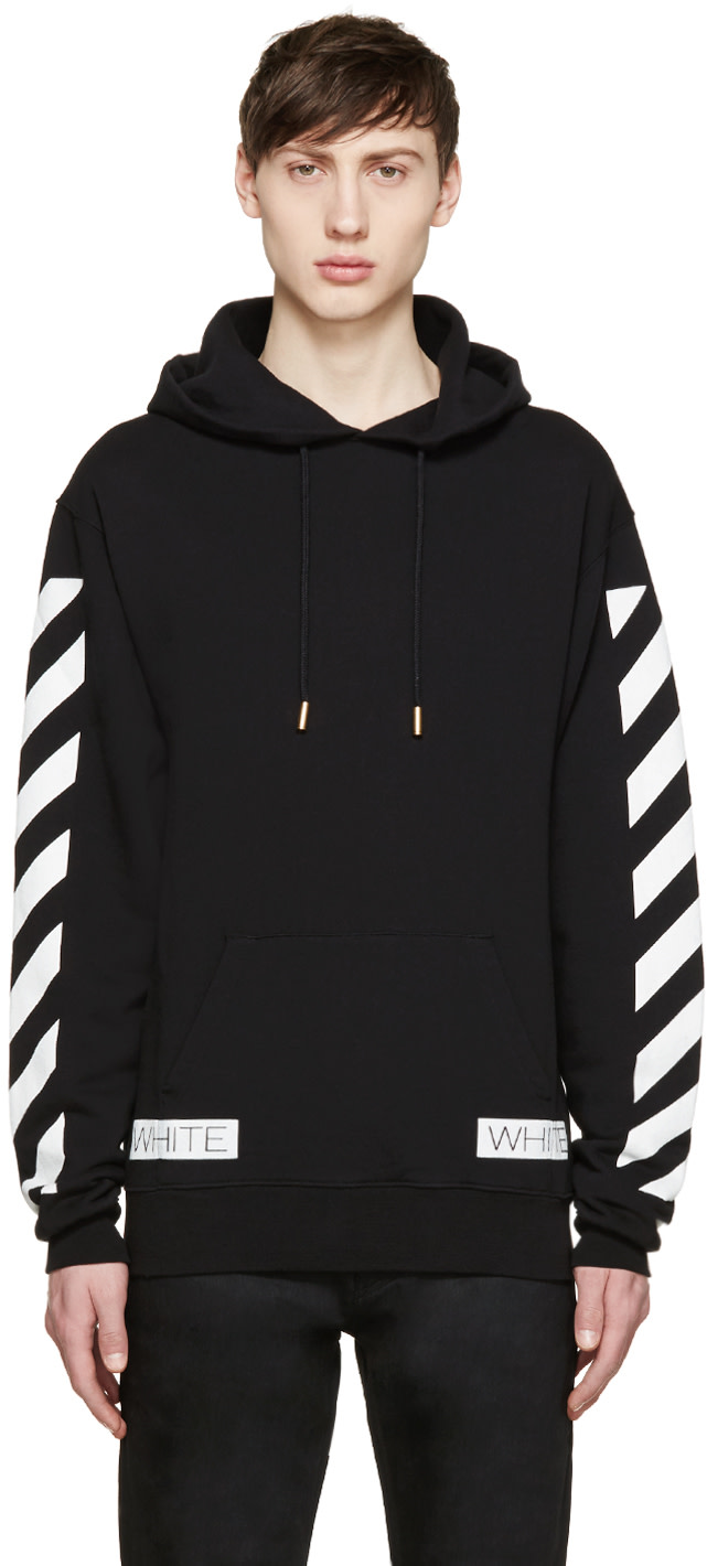 Off-White: Black "Blue Collar" Hoodie | SSENSE