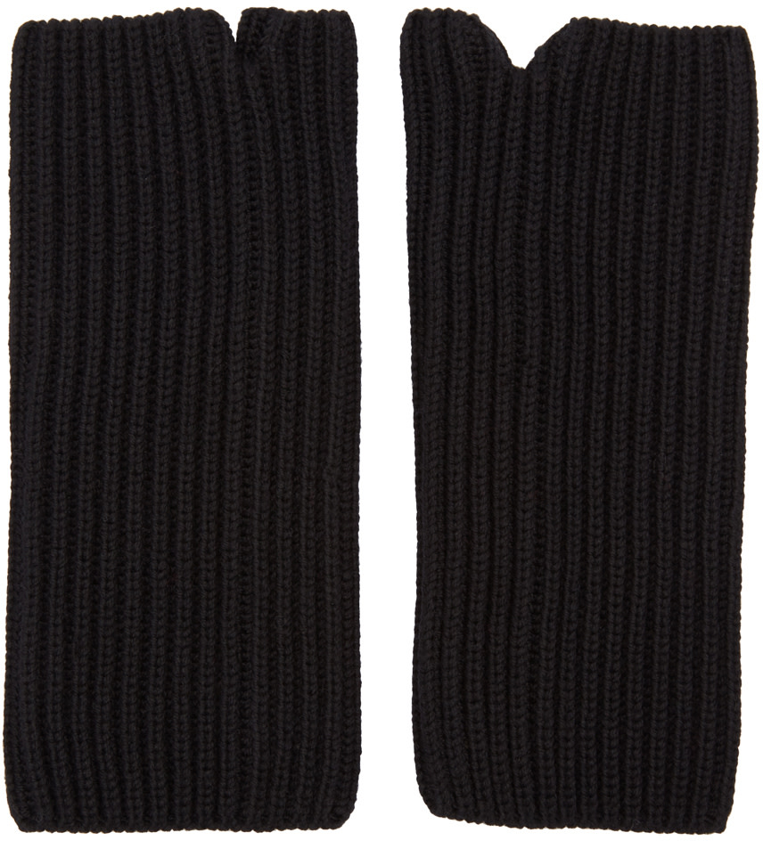 Hyke: Black Wool Wrist Warmers | SSENSE