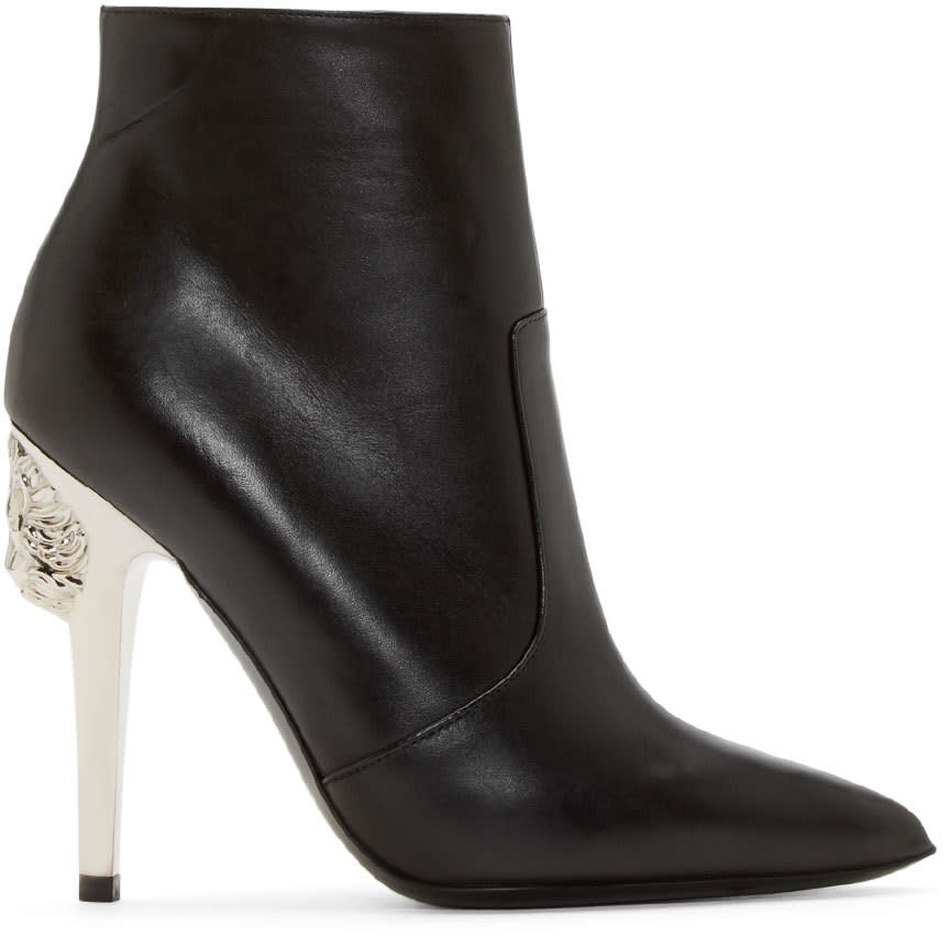 Versus: Black Medallion Stilleto Boots | SSENSE