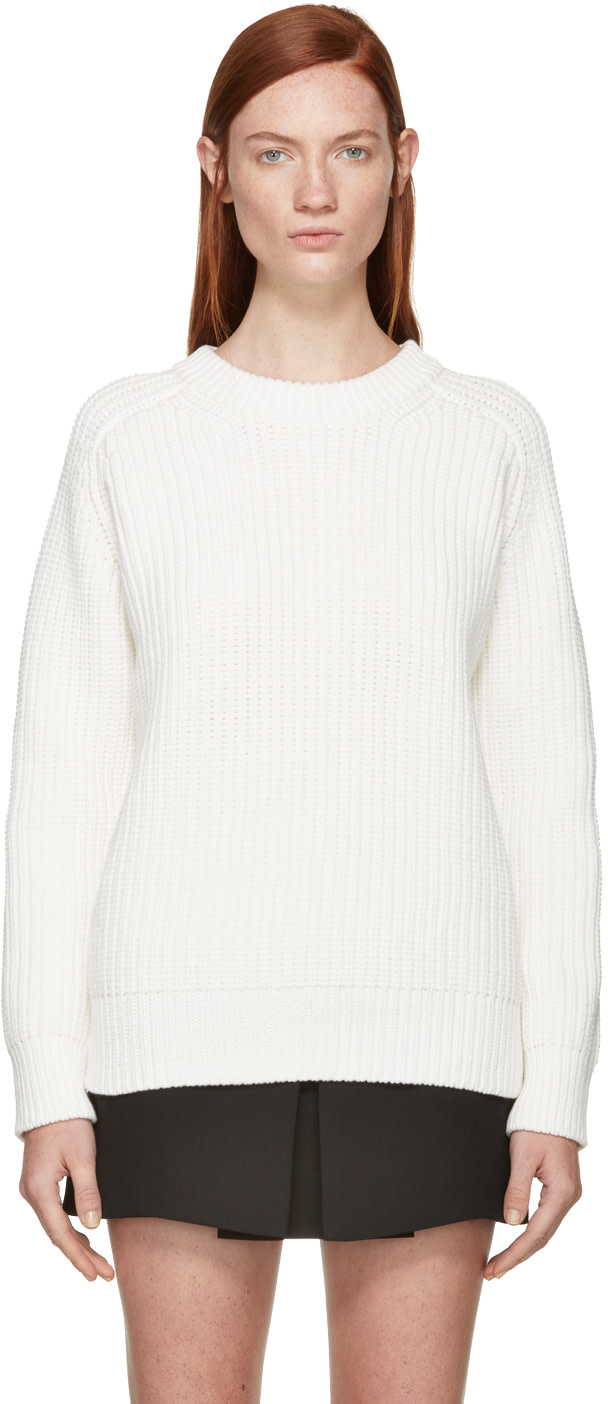 T by Alexander Wang White Knit Sweater SSENSE