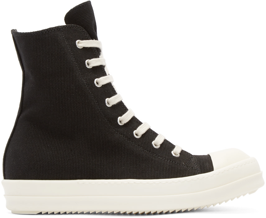 Rick Owens Drkshdw: Black Canvas High-Top Sneakers | SSENSE